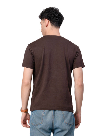 Men's Brown Solid Slim Fit T-Shirt