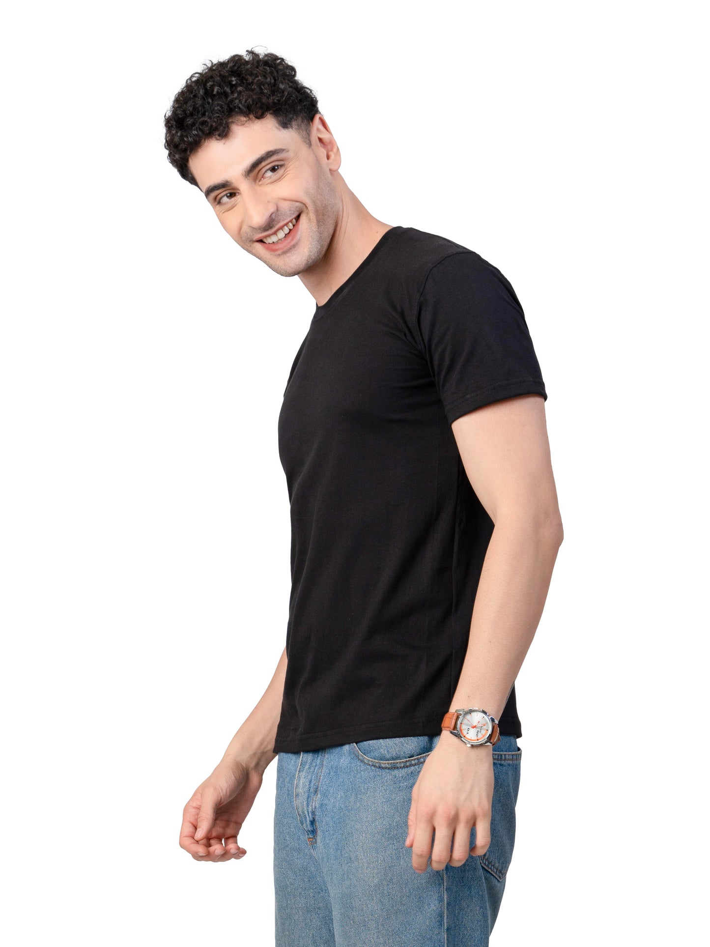 Men's BLACK Solid Slim Fit T-Shirt