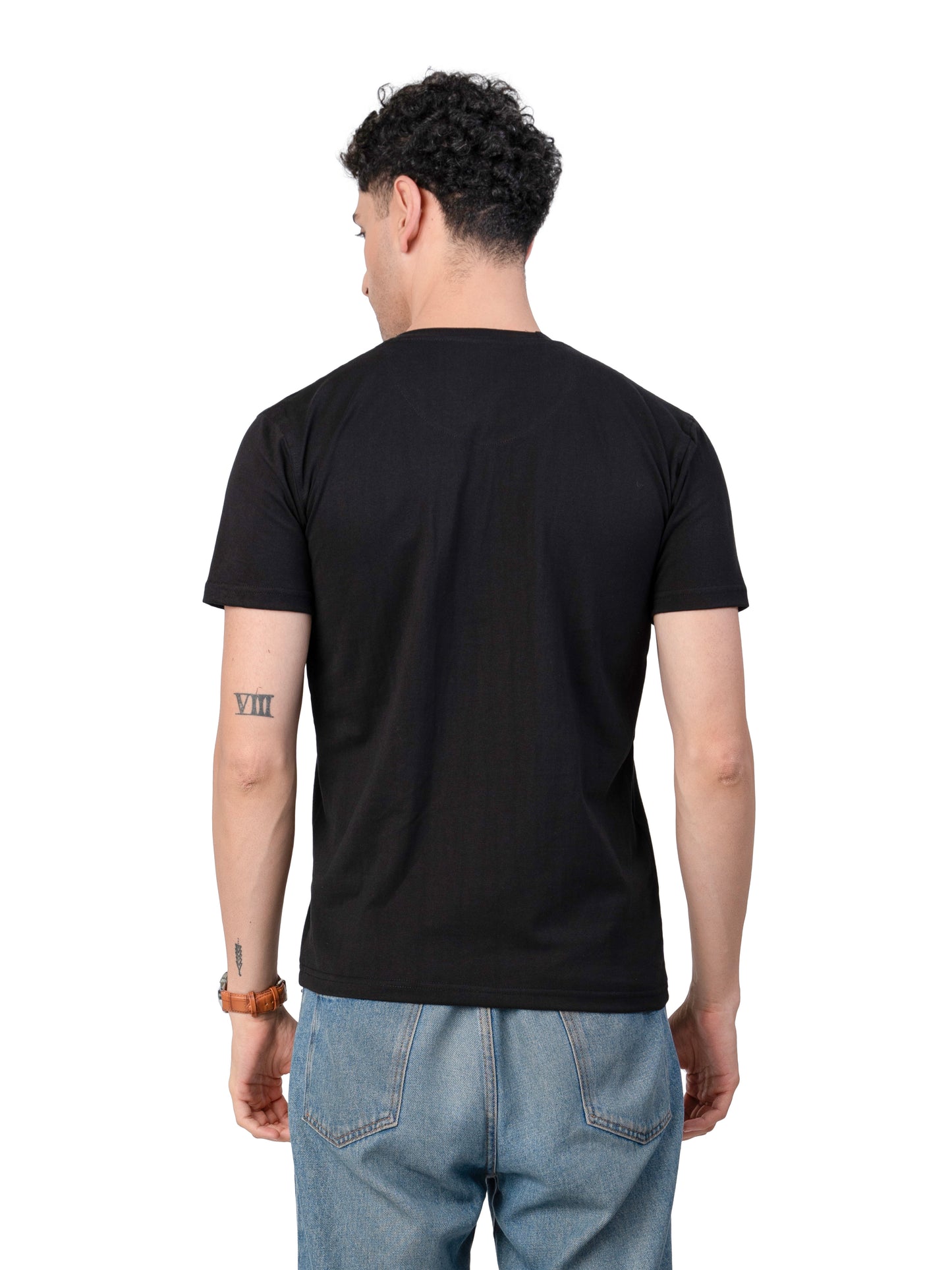 Men's BLACK Solid Slim Fit T-Shirt