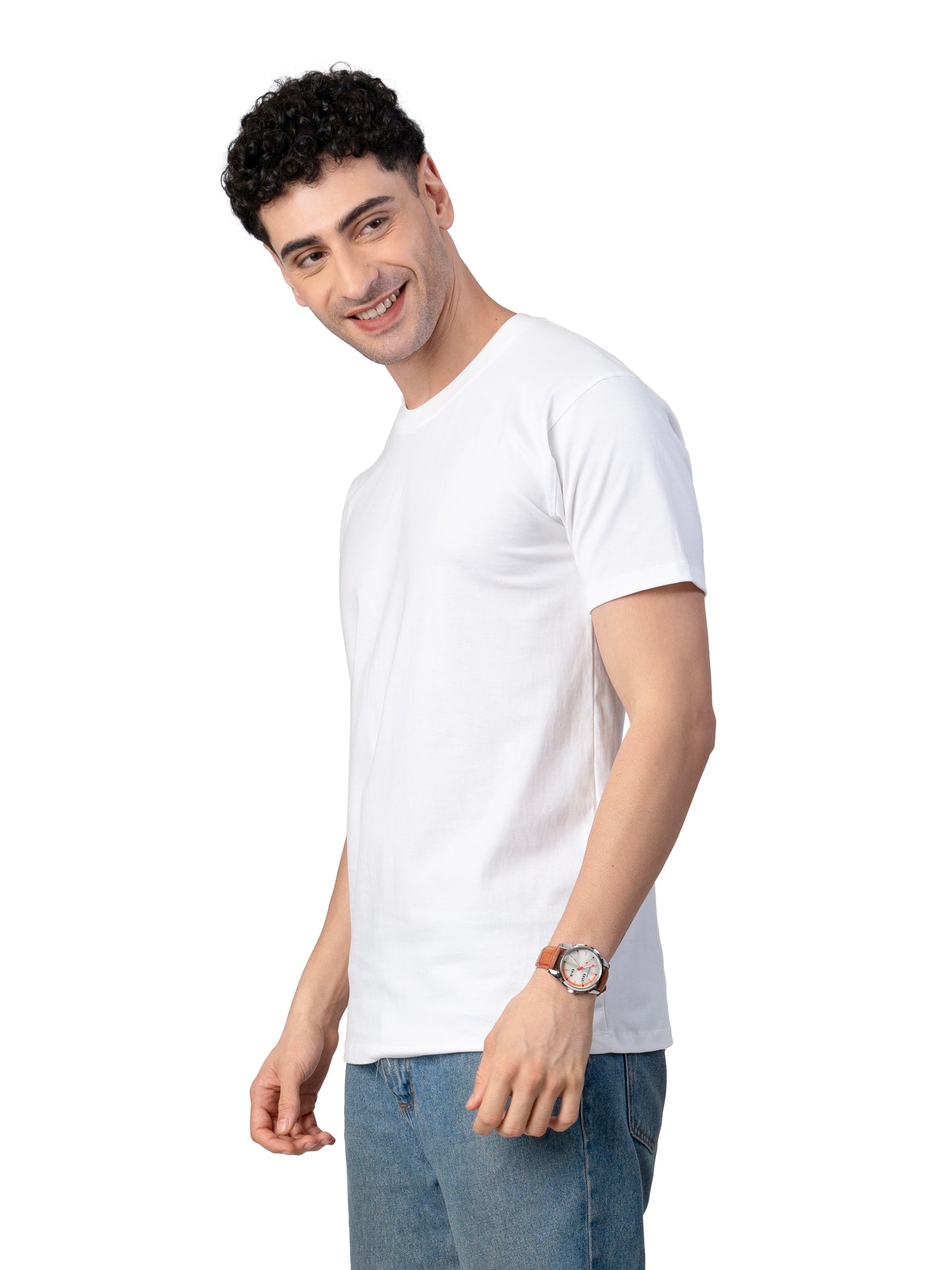 Men's WHITE  Solid Slim Fit T-Shirt