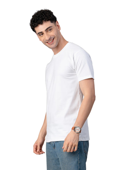 Men's WHITE  Solid Slim Fit T-Shirt