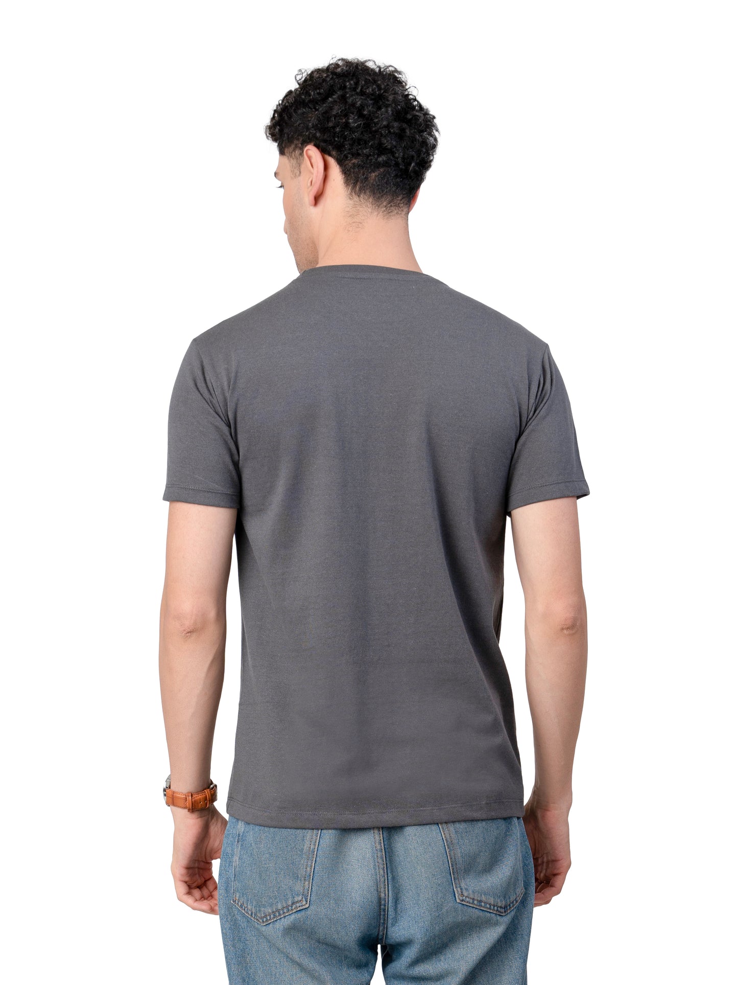 Men's STEEL GREY Solid Slim Fit T-Shirt