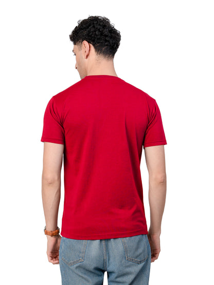 Men's RED Solid Slim Fit T-Shirt