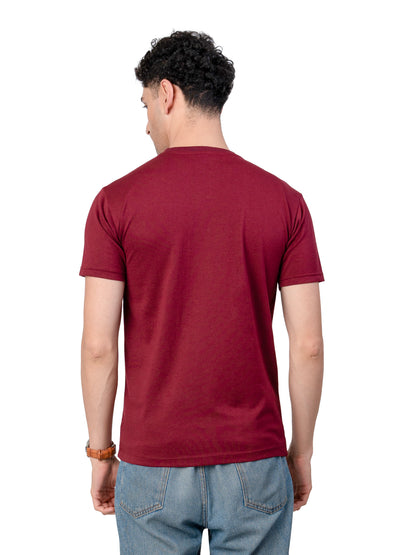 Men's MAROON Solid Slim Fit T-Shirt