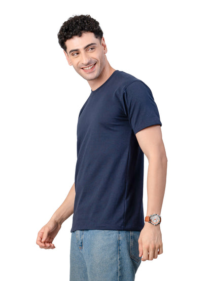 Men's NAVY BLUE Solid Slim Fit T-Shirt