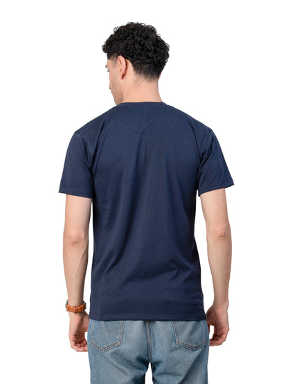 Men's NAVY BLUE Solid Slim Fit T-Shirt