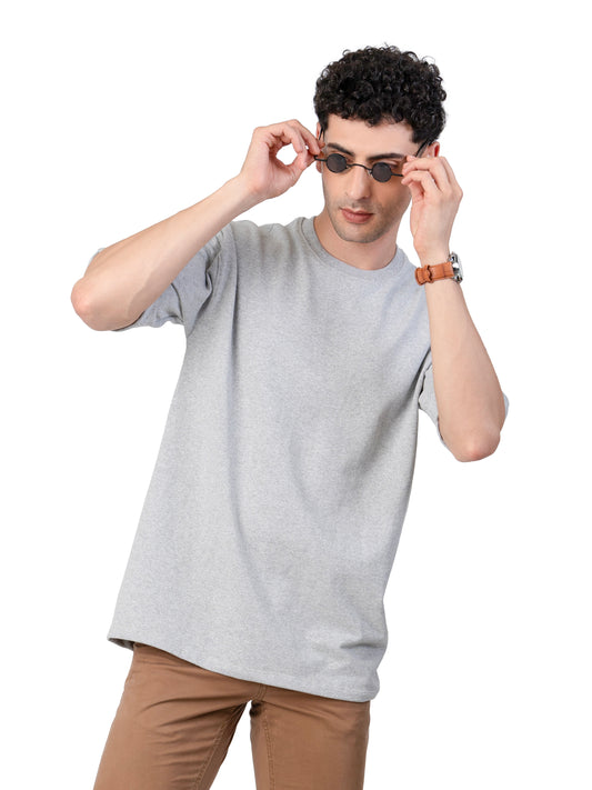 Men's GREY MELANGE Oversized Baggy Fit T-Shirt