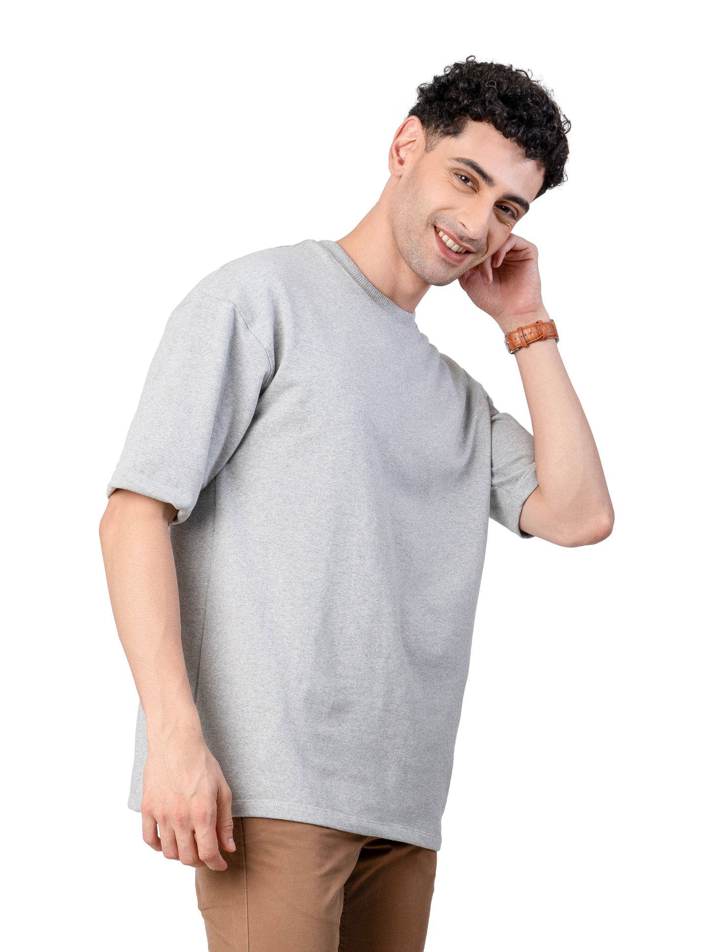 Men's GREY MELANGE Oversized Baggy Fit T-Shirt