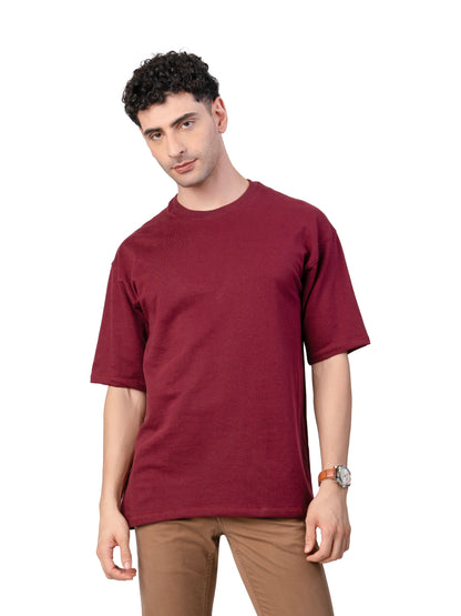 Men's MAROON Oversized Baggy Fit T-Shirt