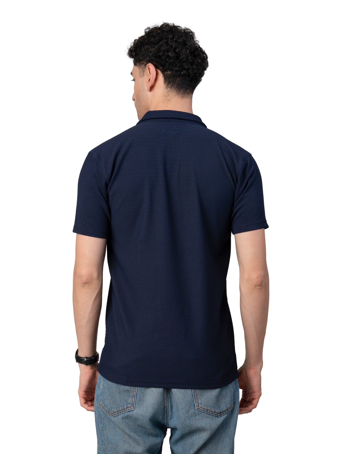 Men's NAVY BLUE Zipper Polo T-Shirt Regular