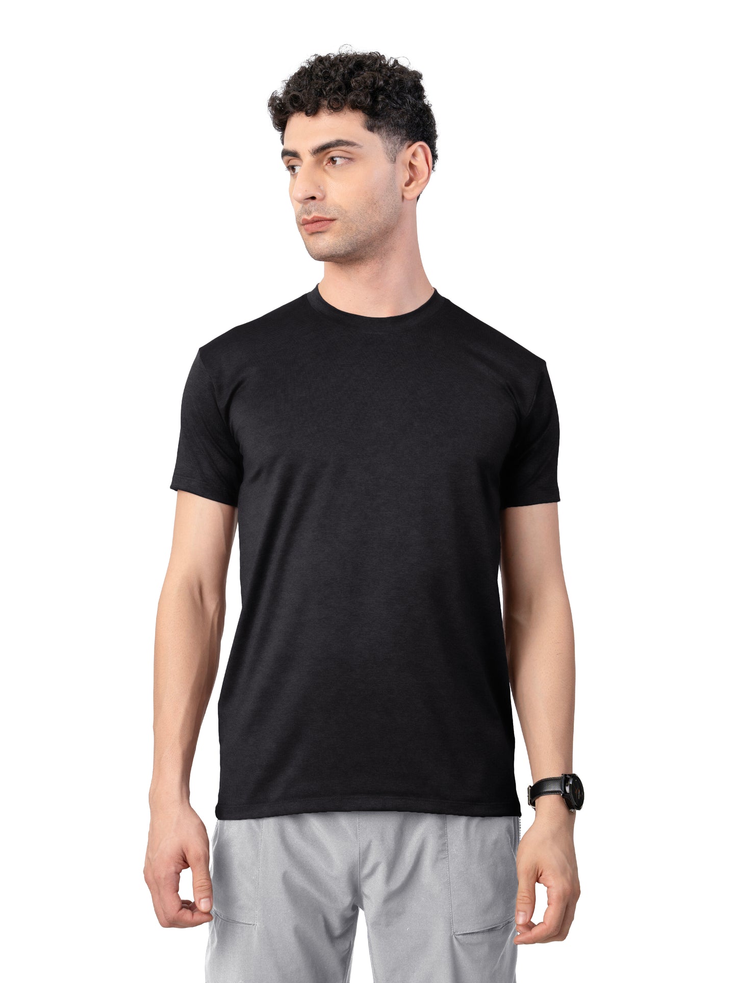 Men's BLACK Half Sleeve Polyster T-SHIRT