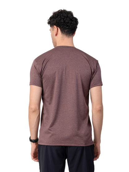 Men's COPPER MELANGE Polyster Solid Regular Fit T-SHIRT