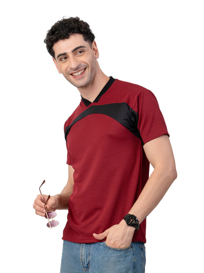 Men's MAROON Crown Knitted T-SHIRT