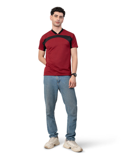 Men's MAROON Crown Knitted T-SHIRT