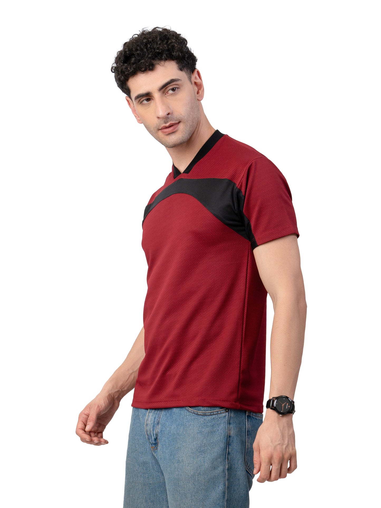 Men's MAROON Crown Knitted T-SHIRT